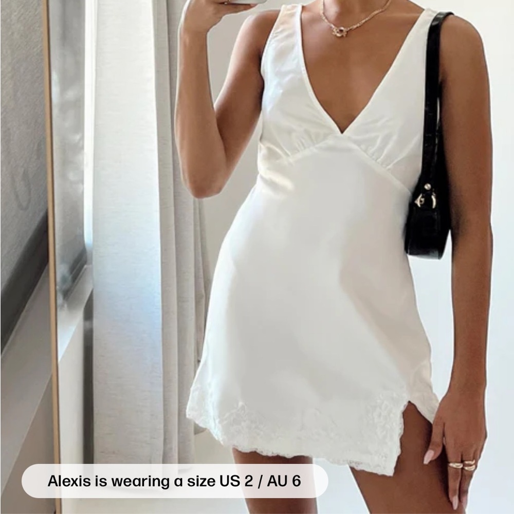 Princess Polly White Satin Chemise V-Neck Sleeveless